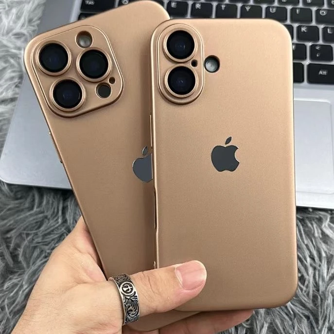 沙漠钛金色适用苹果16promax手机壳15简约iPhone14防摔软13/12/11