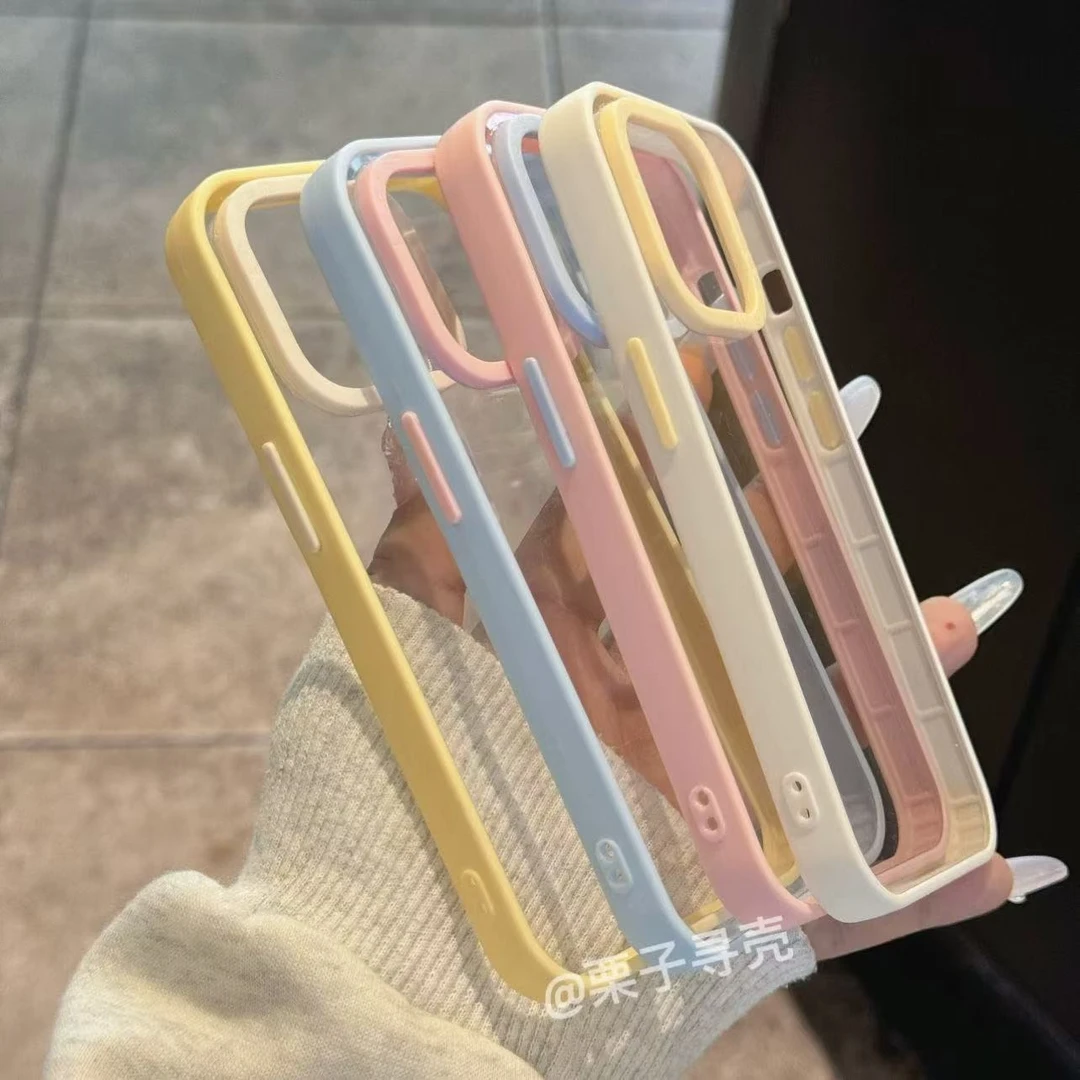 多巴胺撞色边框适用iPhone16promax手机壳苹果13透明14硬15女12新