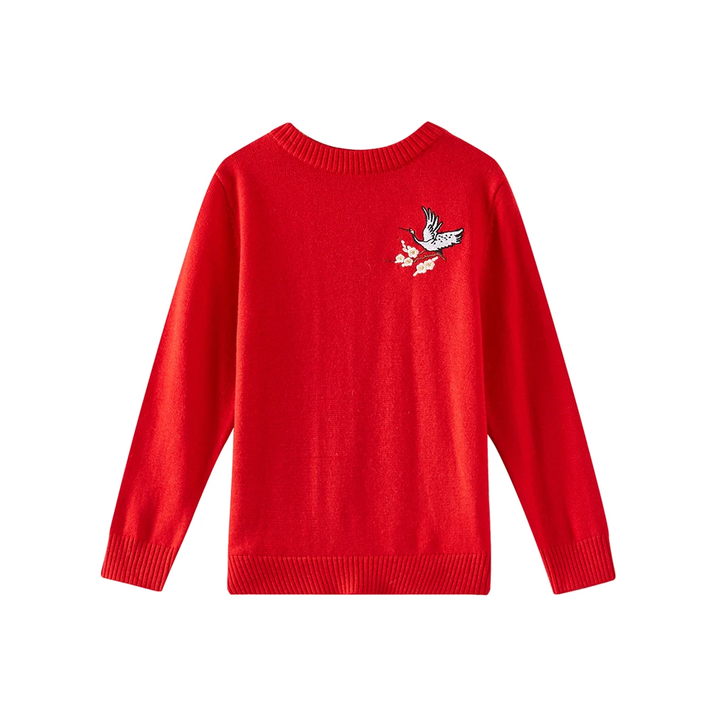 2美家MC系列女童胸口鹤绣花长袖毛衫春秋C4-5-160