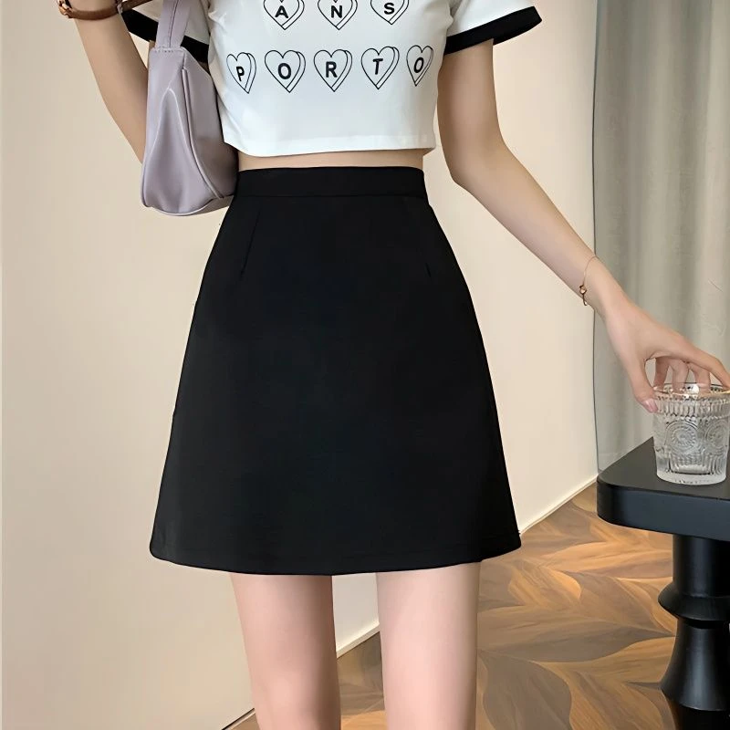 西装遮肚子半身裙胖mm夏季简约气质包臂短裙大码女胯大腿粗A字裙