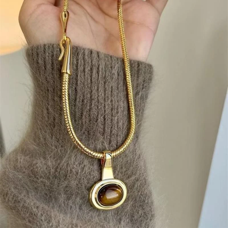 铁合金大理石项链 AmandaWang【虎眼石】王一曼同款项链