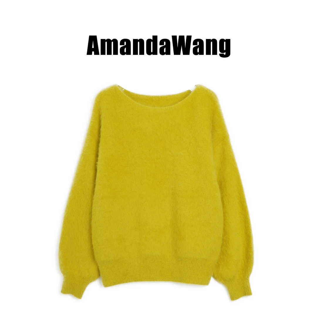 AmandaWang【狐狸绒】B027-LB-008轻奢套头狐狸绒针织衫