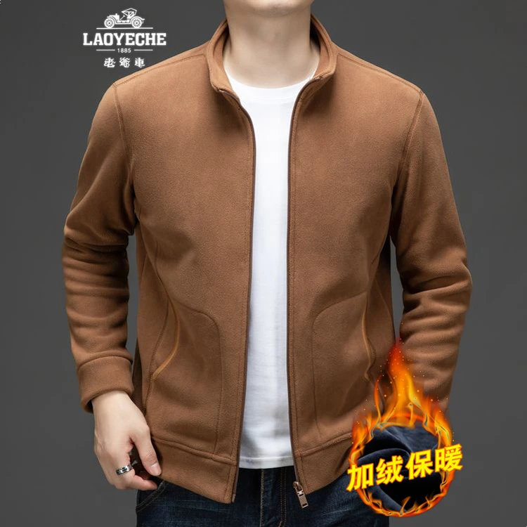 老爷车男士手抓绒卫衣春秋季颗粒绒男款开衫户外运动抓绒衣外套潮