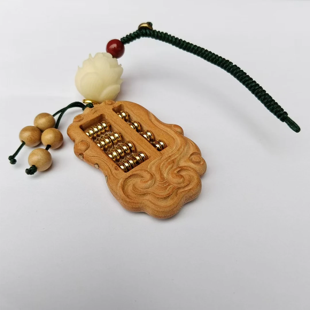 桃木如意算盘。配朱砂菩提，平安钥匙扣挂饰
