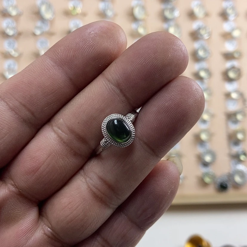 【闪购商品】岫玉戒指银S925镶嵌?***.