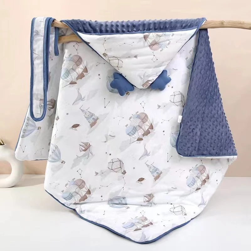 豆豆绒新款婴儿抱被保暖夹棉加厚防风