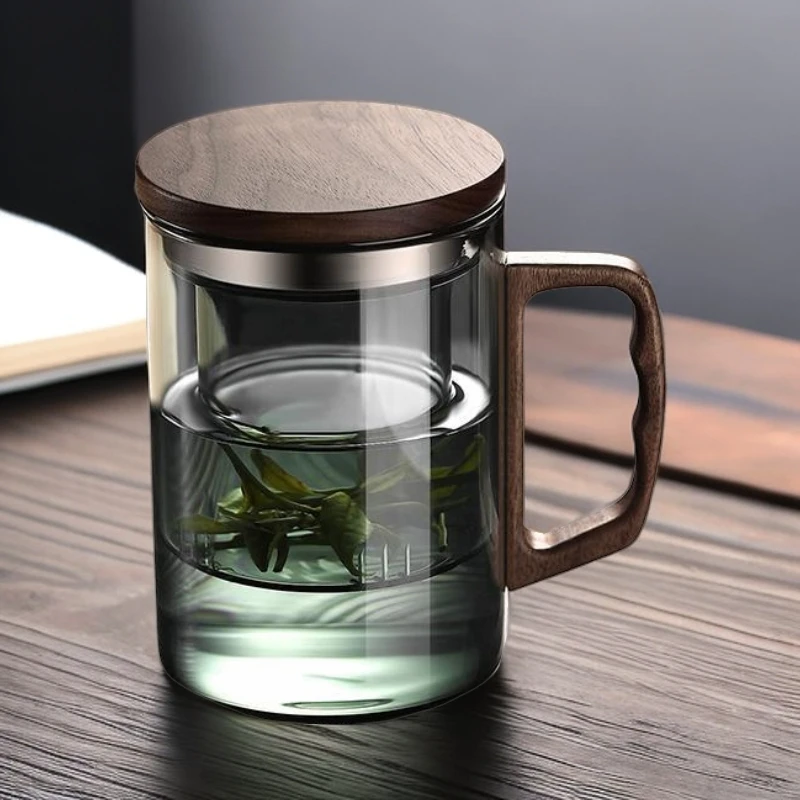 玻璃茶杯耐热加厚泡茶杯绿茶杯个人专用家用办公室带把手喝水杯子