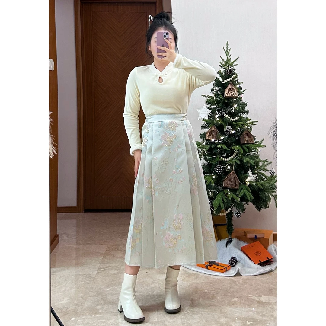 【雁绫羽YLY】时尚高腰显瘦设计感百搭国风2023秋季新款马面裙#
