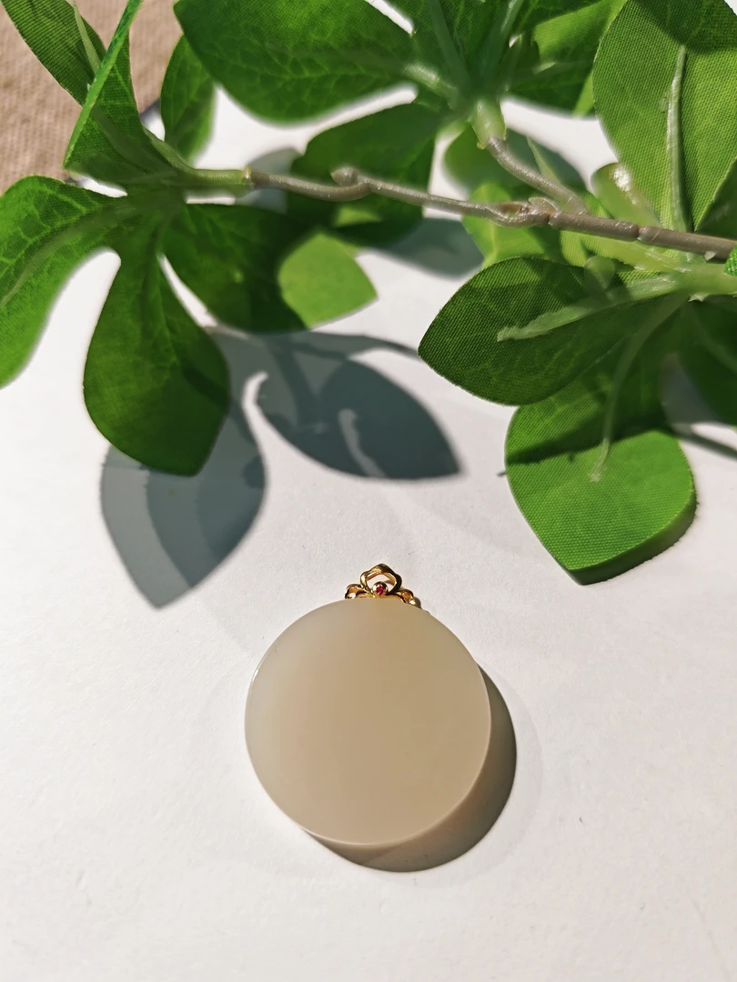 藕粉圆无事牌  1202 18k金镶嵌