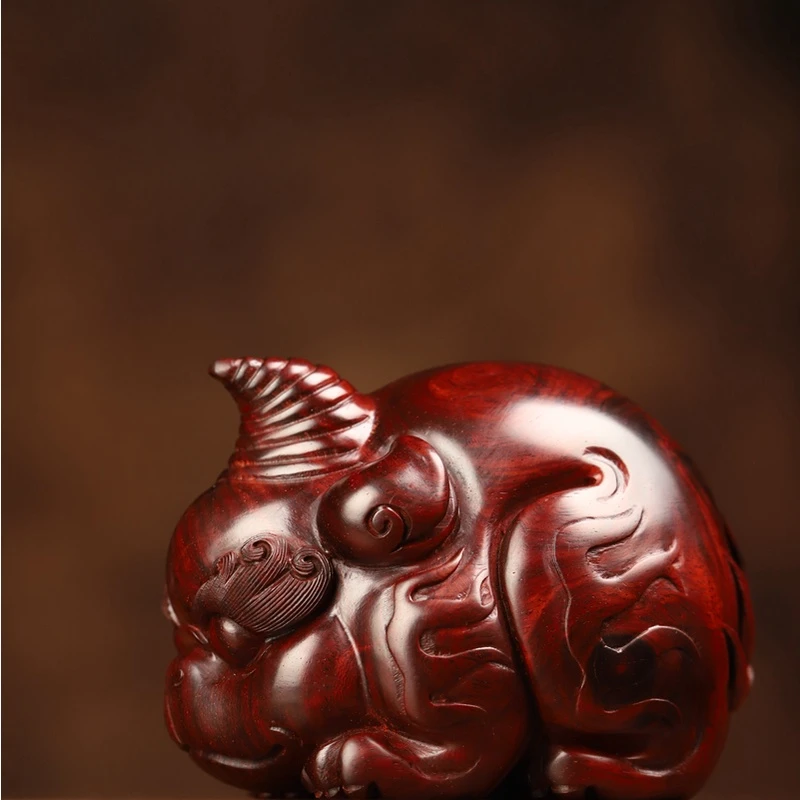 印度小叶紫檀谛听手把件小摆件湘工手作高油二膘老料木质文玩工艺