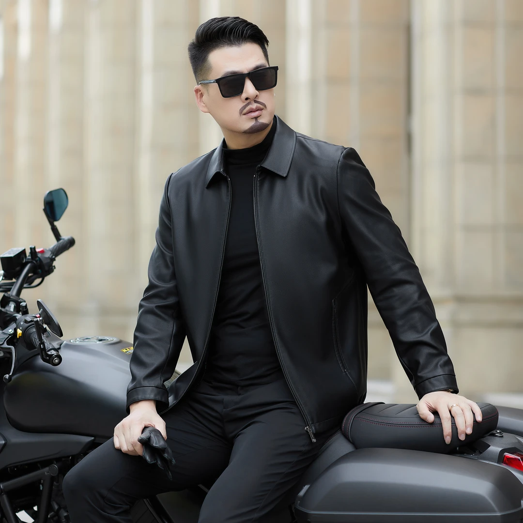 海宁皮衣男士商务休闲时尚帅气百搭翻领夹克款男装皮衣外套2288