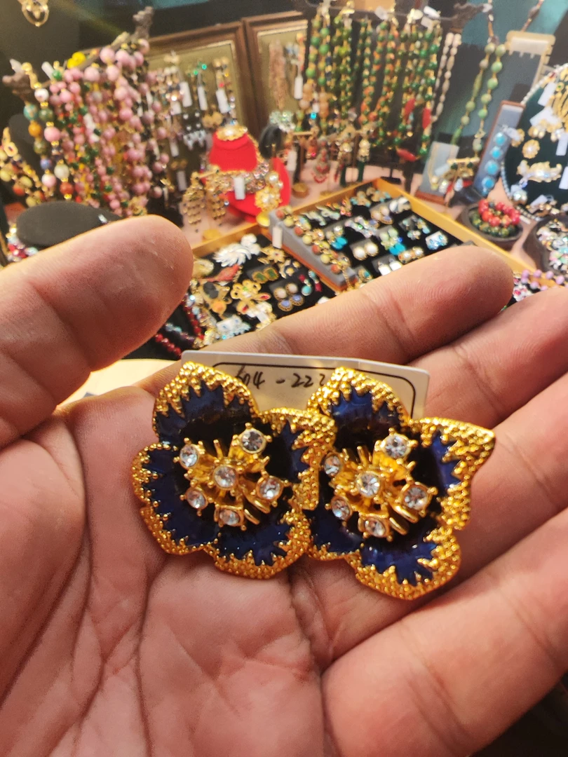 锌合金耳饰 纳兰的小蓝色花花