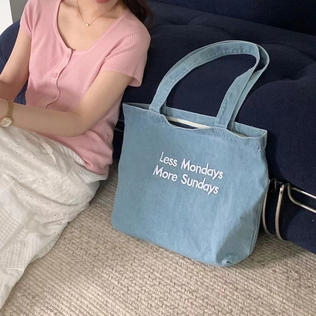 复古美式帆布包ins风大容量学生早八通勤文艺单肩包上课托特包女