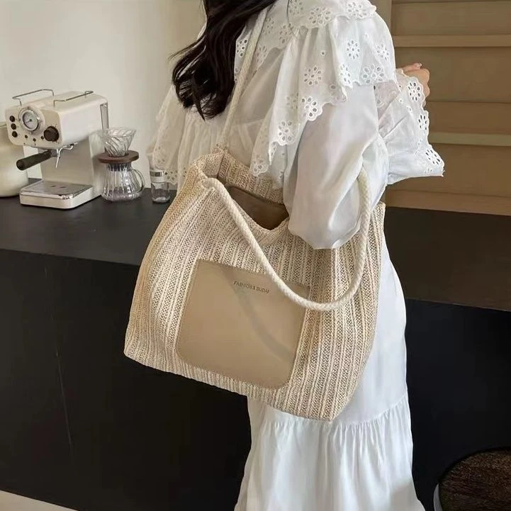 大容量编织草编包包女夏天百搭2024新款松弛感单肩海边度假沙滩包