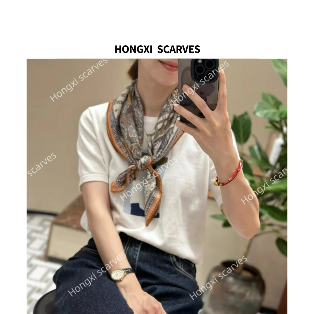 丝毛双面高加索骑士60方巾手工蕾丝边披肩空调毯真丝丝巾气质B008