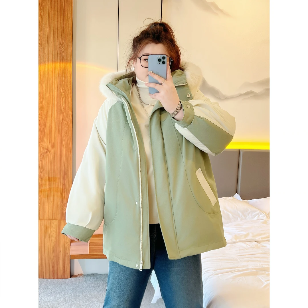 【晓晓家】奥利维尔 /大毛领工装派克棉服11264花契200斤胖mm