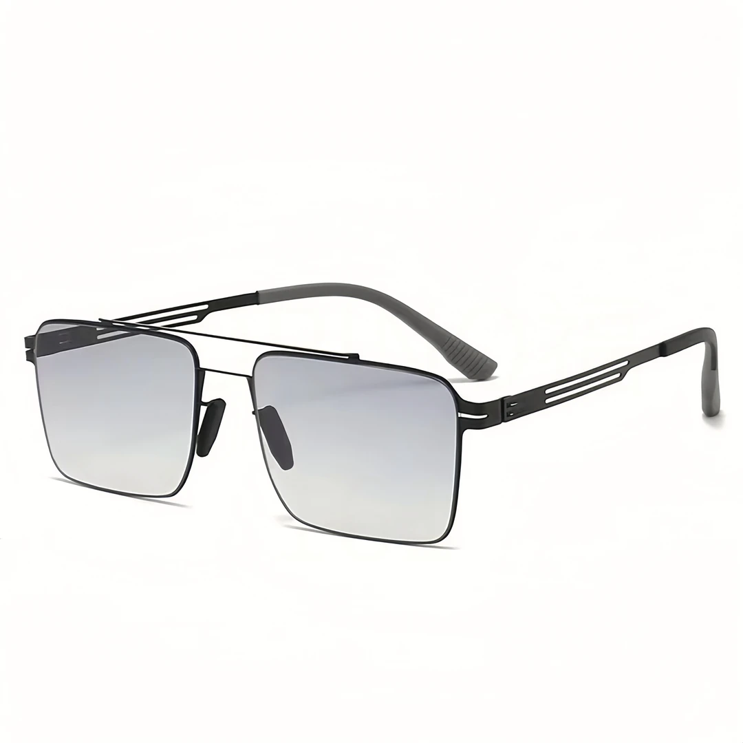 新款高清尼龙太阳镜男士高清方框变色偏光墨镜开车夜视镜双梁潮流