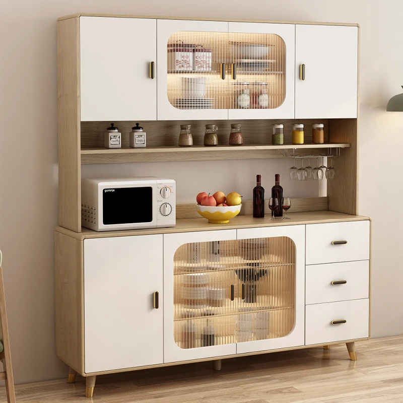 实木餐边柜一体靠墙现代简约北欧储物柜酒柜茶水柜家用厨房置物柜