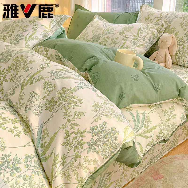 V/雅鹿纯棉被套单件全棉被单人褥子套1.5四季通用150x200x230宿舍