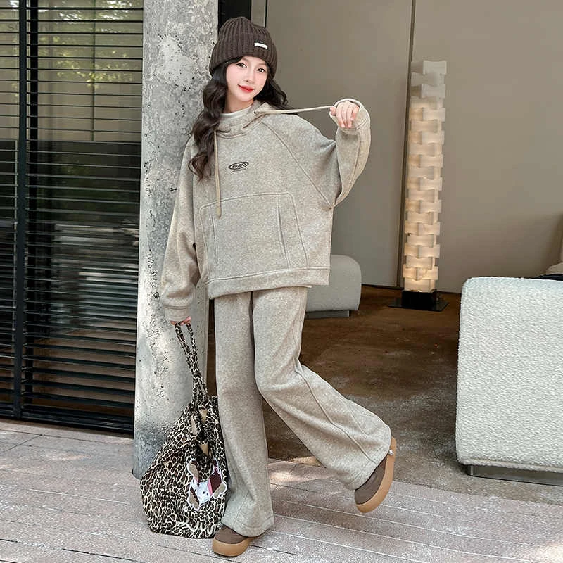 女大童秋冬新款加绒加厚保暖洋气休闲韩版百搭中大童女童连帽卫衣