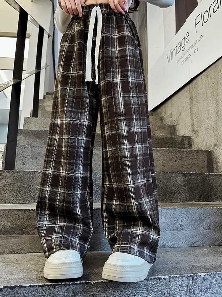 春秋宽松美拉德风色系格子裤百搭休闲裤中大童潮流直筒裤韩版反季