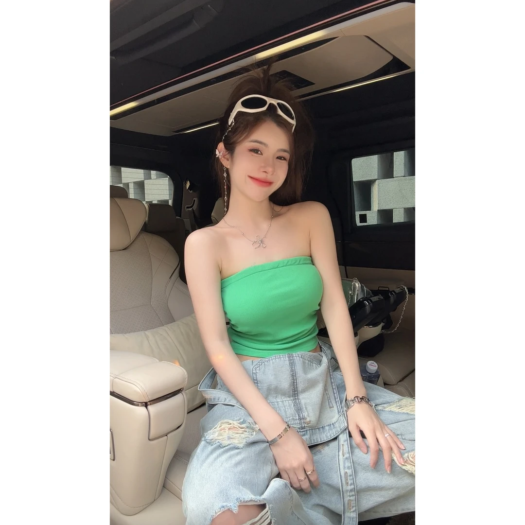 HuiHui【泰辣啦】露背抹胸背心女紧身带胸垫内搭外穿无袖上衣（A128)