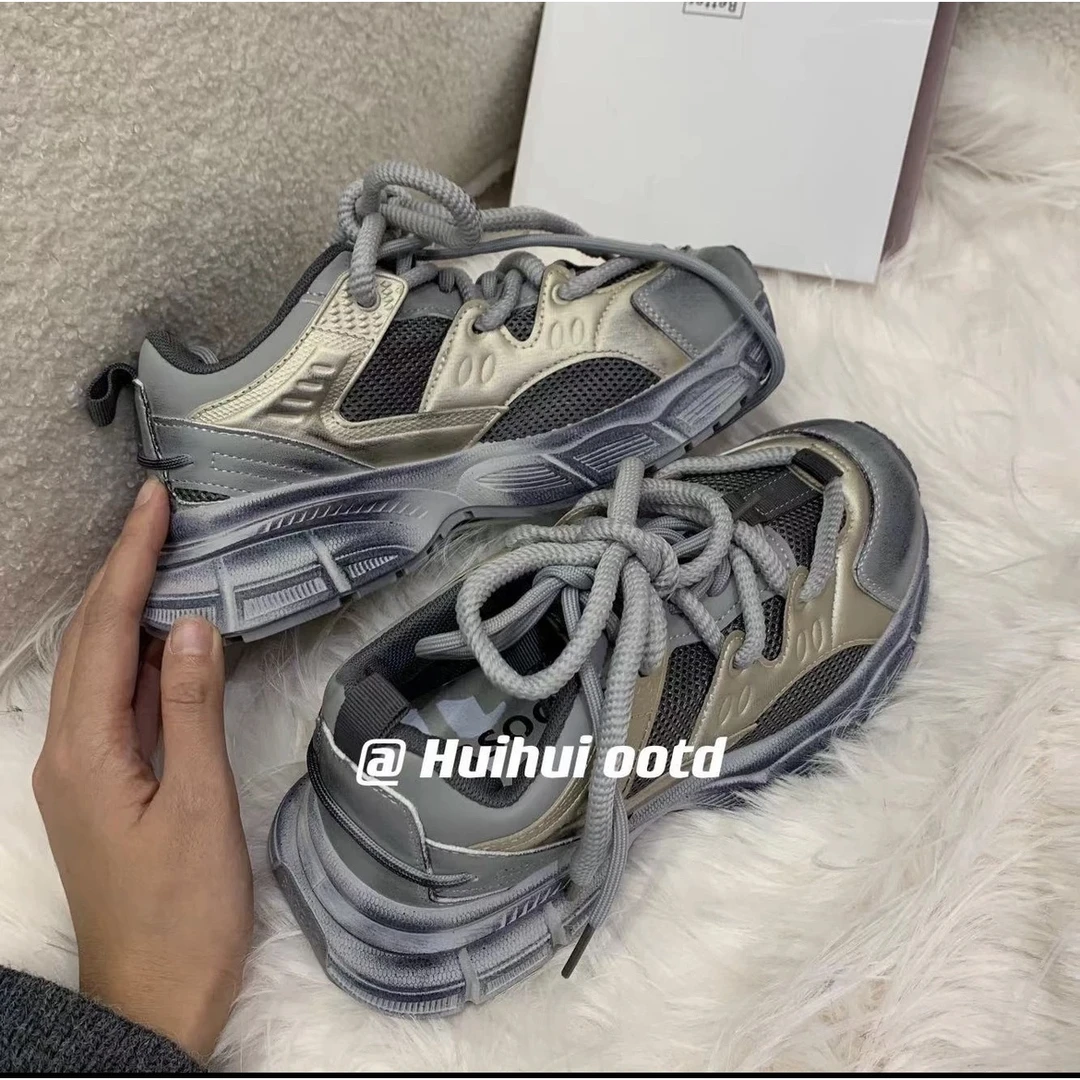 HuiHui 老爹鞋女做旧脏脏鞋松糕鞋【偏小一码 介意勿拍】HD136