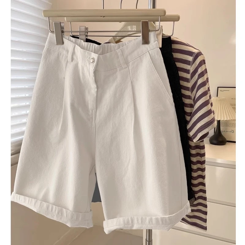 宽松夏款大码女装韩系百搭阔腿五分牛仔裤胖妹妹显瘦高腰短裤热裤