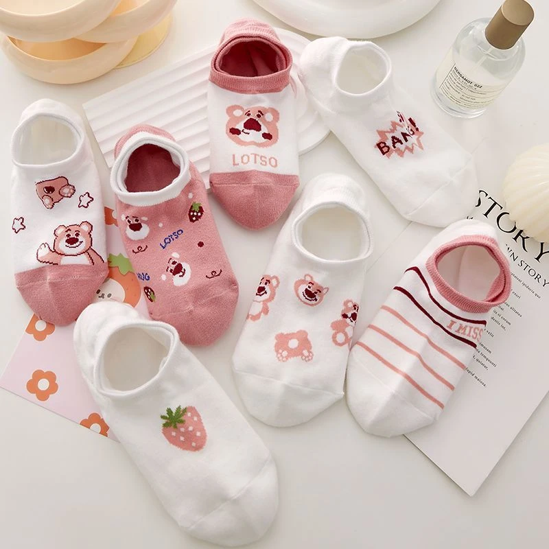 袜子女船袜春夏季浅口隐形短袜不掉跟ins潮流防滑韩版粉色袜子新