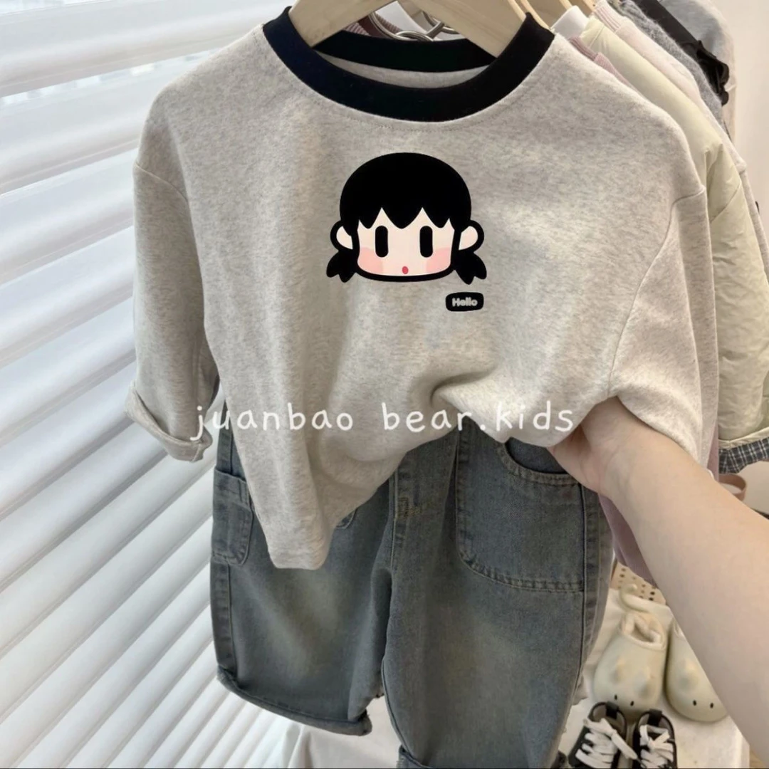2024春秋季新款儿童卡通印花长袖男女童洋气休闲宝宝薄款上衣T恤