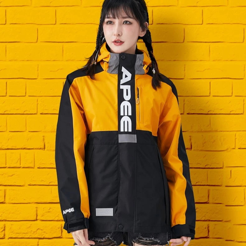 冲锋衣女士秋冬新款连帽拼接色外套三合一防风防水滑雪服西藏登山