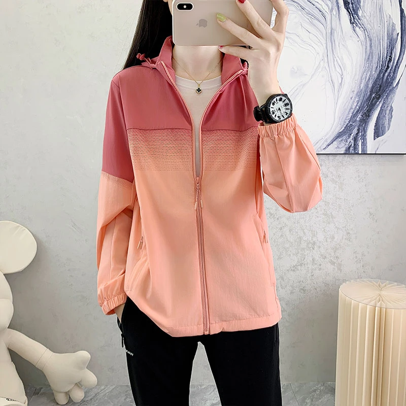 upf50+冰丝防晒衣女夏季透气连帽外套户外防紫外线钓鱼防晒服弹力