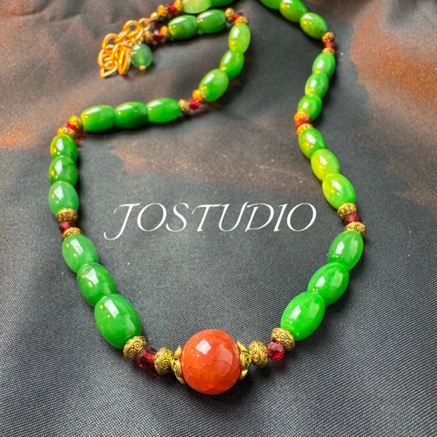 铜石英石项链 中古外贸饰品小众设计师品牌石头项链孤品