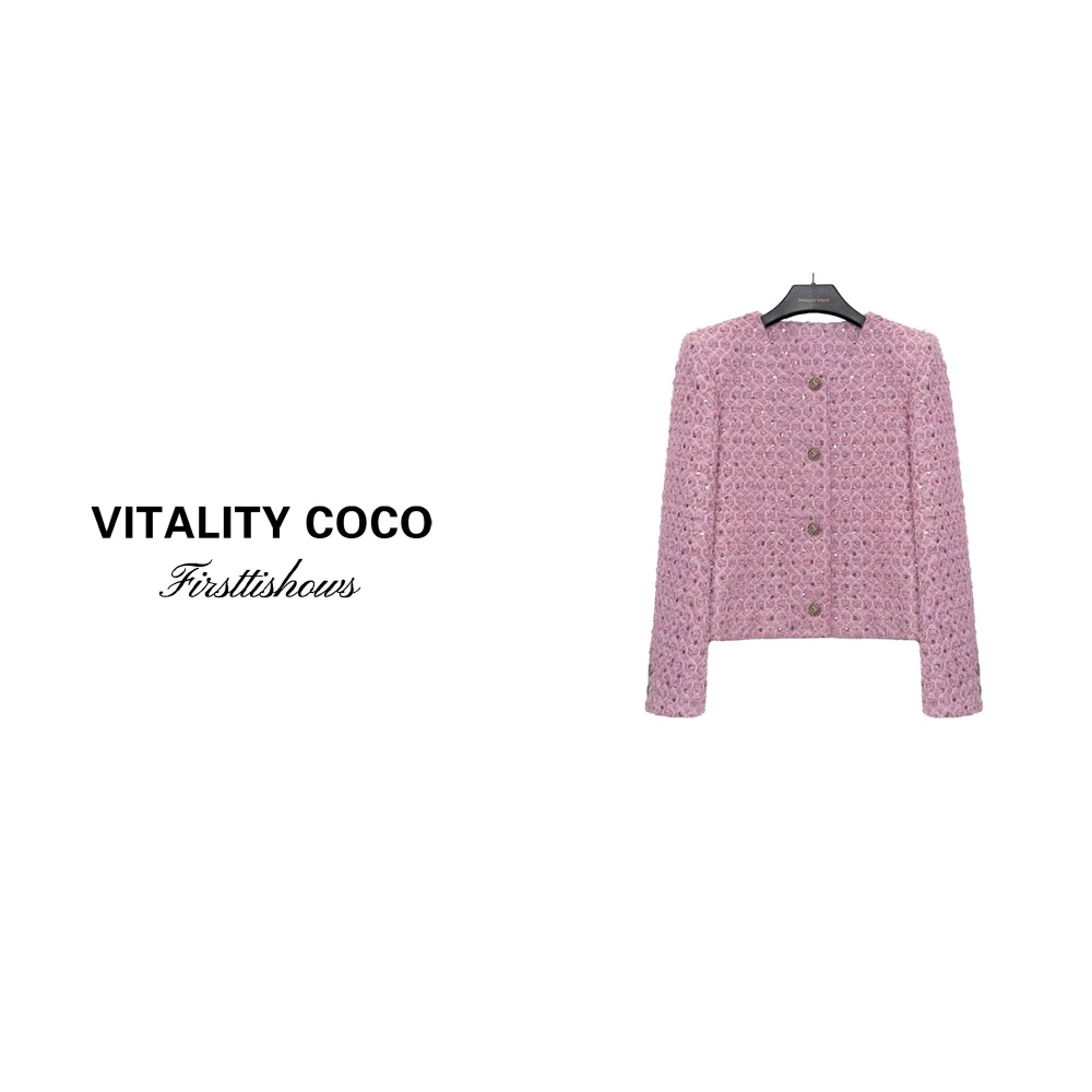 「VITALITY COCO」"可可小姐"法式小香风气质圆领格纹花呢外套257