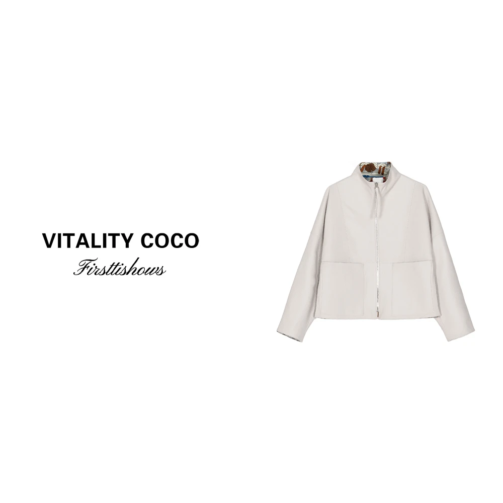「VITALITY COCO」秋冬新女款热卖高级白短款时尚计女士皮衣1239