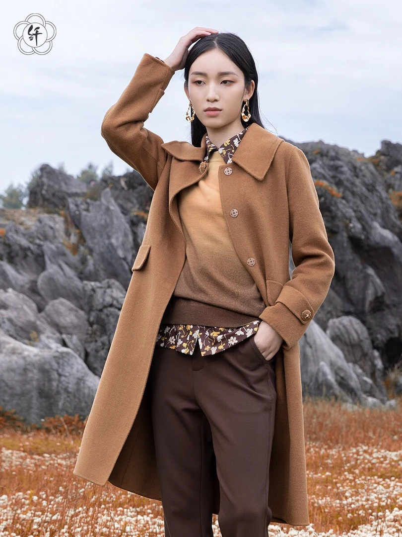 K&CH纤牌时装 高级感双面羊绒大衣女秋冬新款毛呢外套8222C180J1