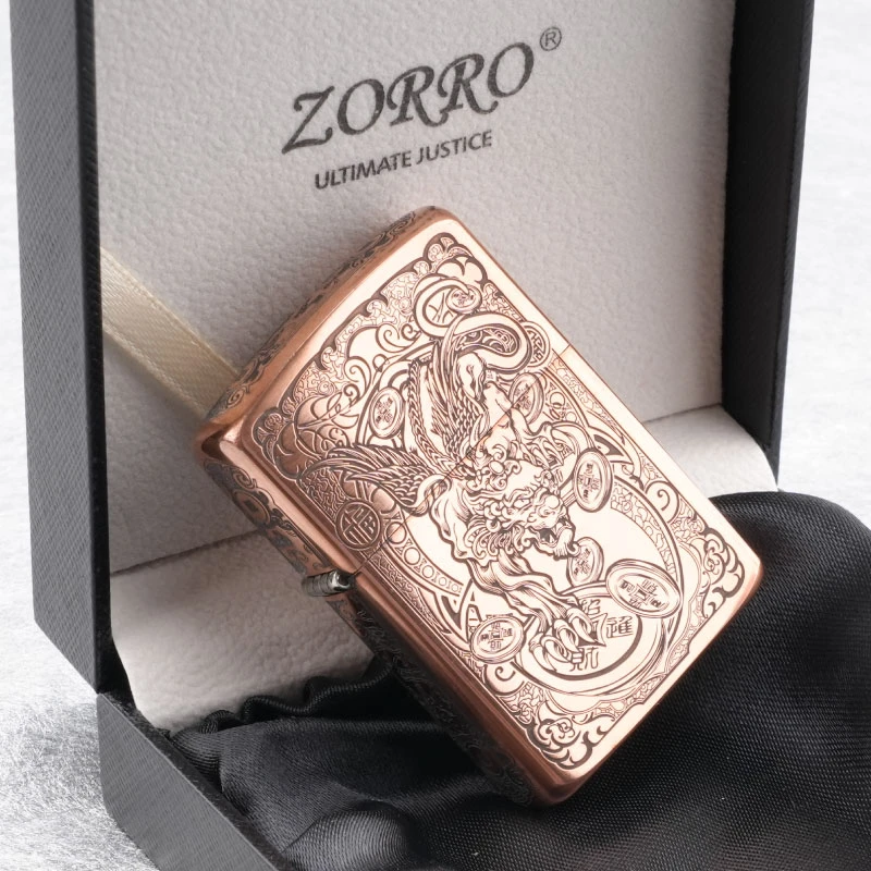 佐罗    紫铜貔貅ZT048B火机精雕祥云防风XL