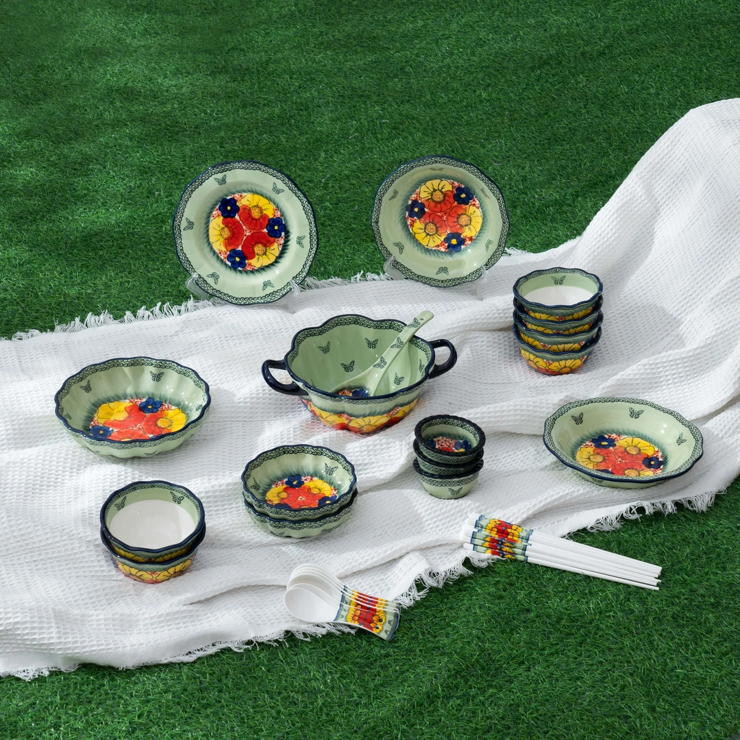 【SILESIA/出口原单】手绘莫妮卡-32头餐具套装