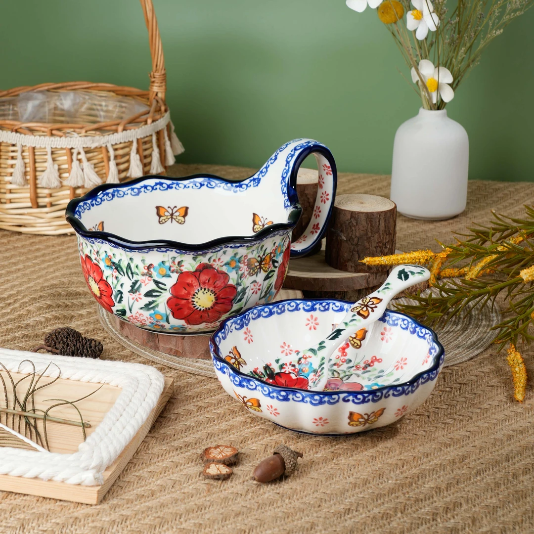 【西里西亚】手绘西西莉亚-9英寸1000ml花边曲把碗