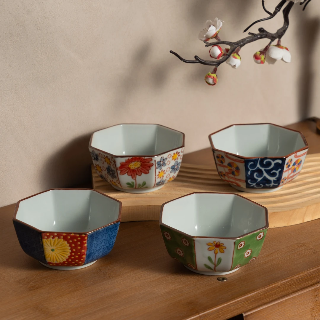 【SILESIA/出口原单】日式良谷烧-小八角碗（四个装）