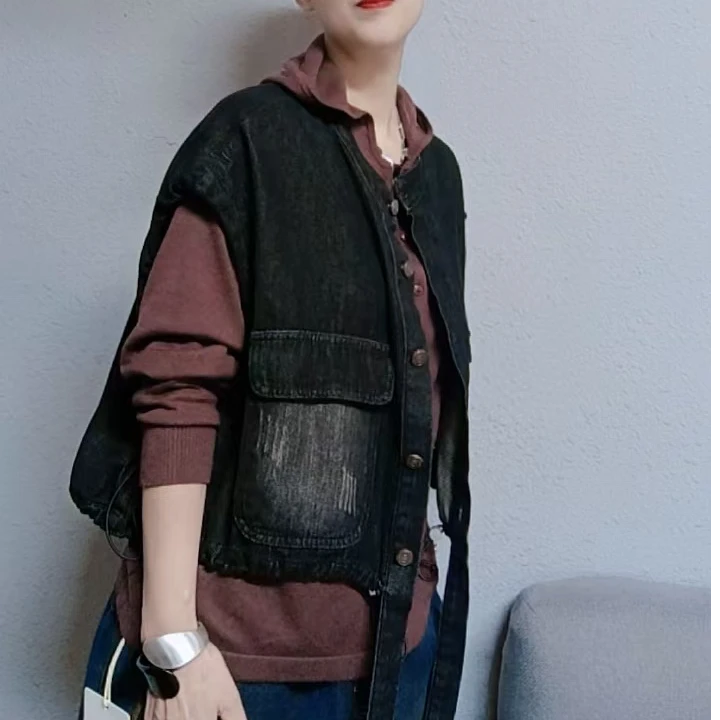 时尚休闲百搭宽松版牛仔马甲