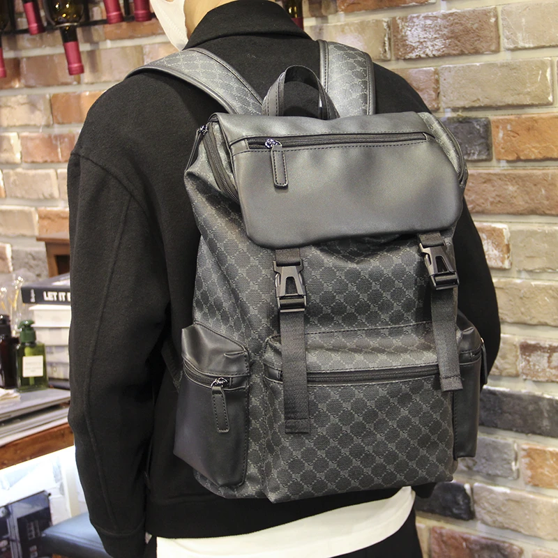 韩版男士双肩包 旅行大容量背包潮牌学院风书包通勤电脑包男包