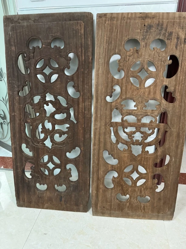 福寿双全老木雕花板