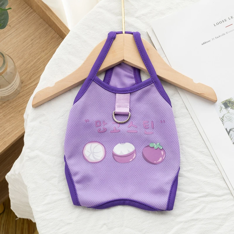 春秋款牵引扣狗狗衣服比熊泰迪小型犬宠物猫咪夏天四脚背心防掉毛