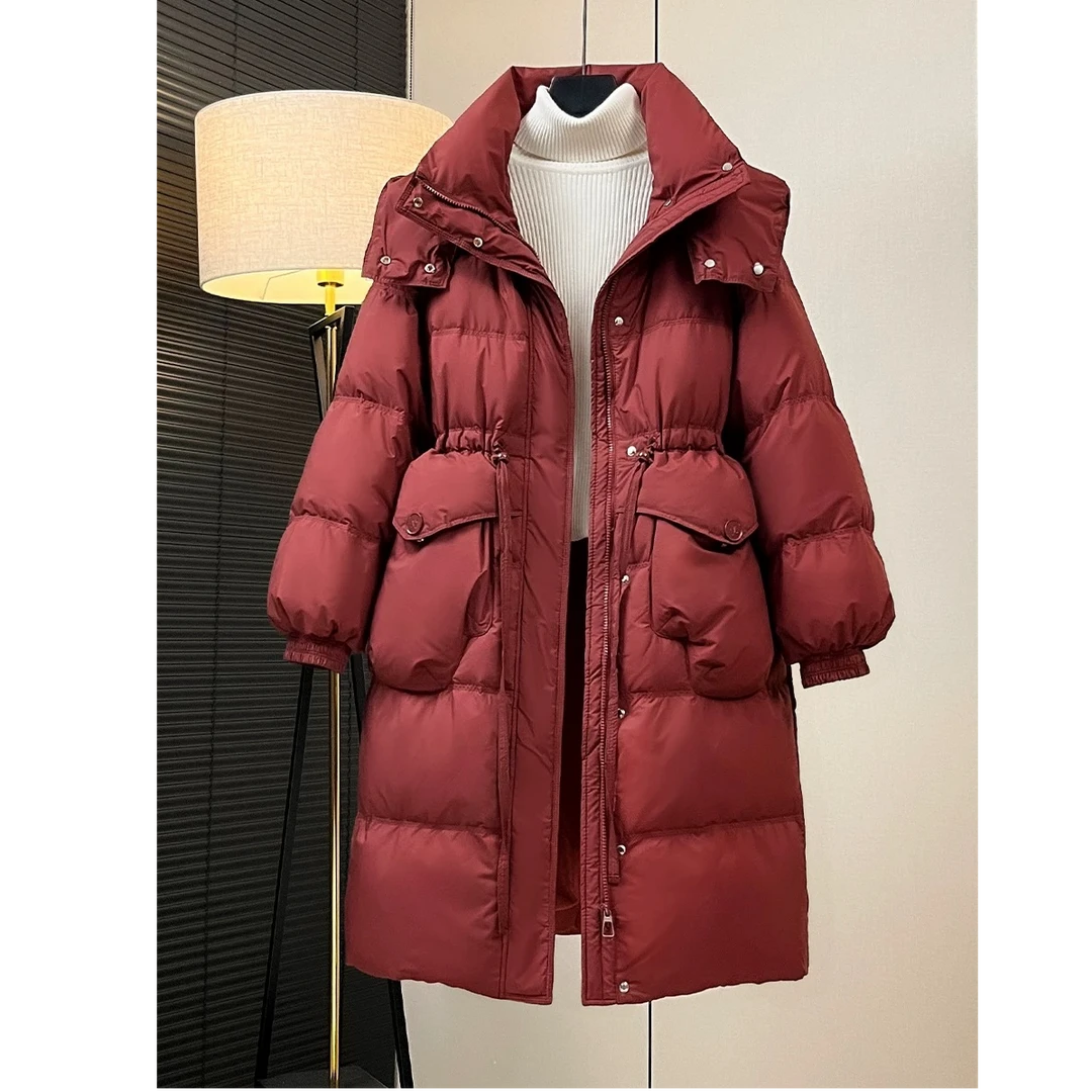 新国标大朵白鸭绒羽绒服女过膝长款2024冬装女装羽绒服时尚洋气