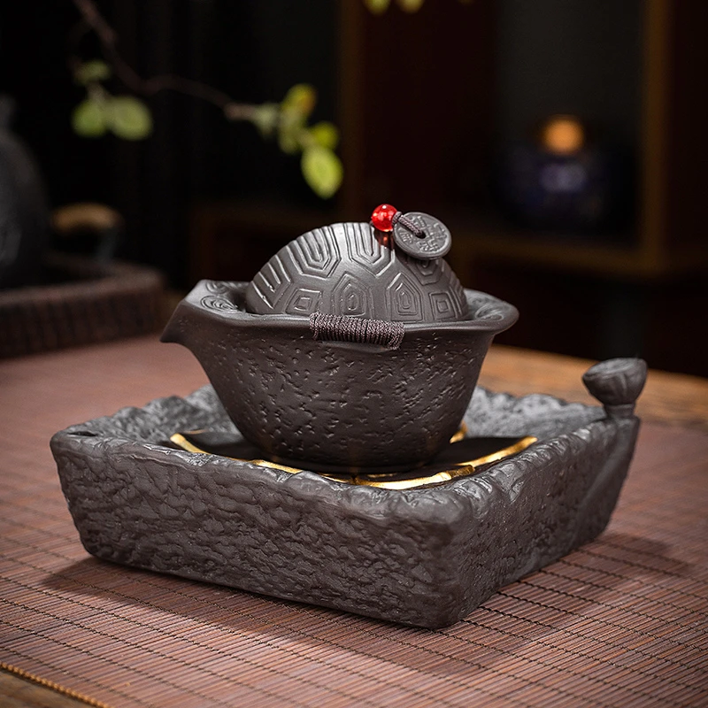 紫砂茶壶富甲一方原矿紫泥壶承龟壳手抓壶发茶壶紫砂壶茶壶茶具
