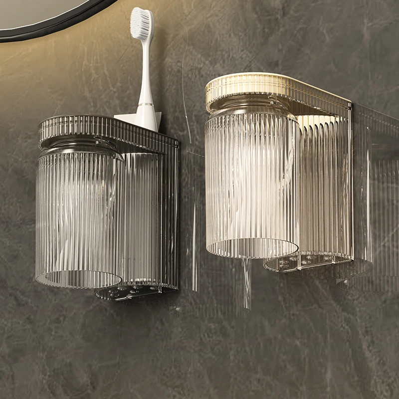 新款牙刷置物架免打孔刷牙杯漱口杯架挂墙架子壁挂式卫生间牙刷架