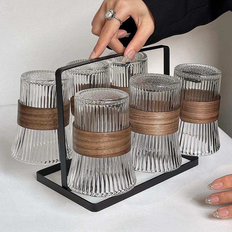 中式玻璃杯子家用隔热防烫茶杯客厅待客喝水杯果汁杯咖啡杯子