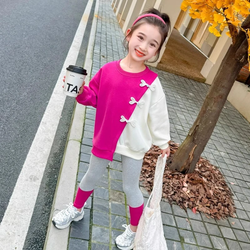 女小童洋气春秋季网红外套套装女宝宝2024新款休闲宽松两件套时尚