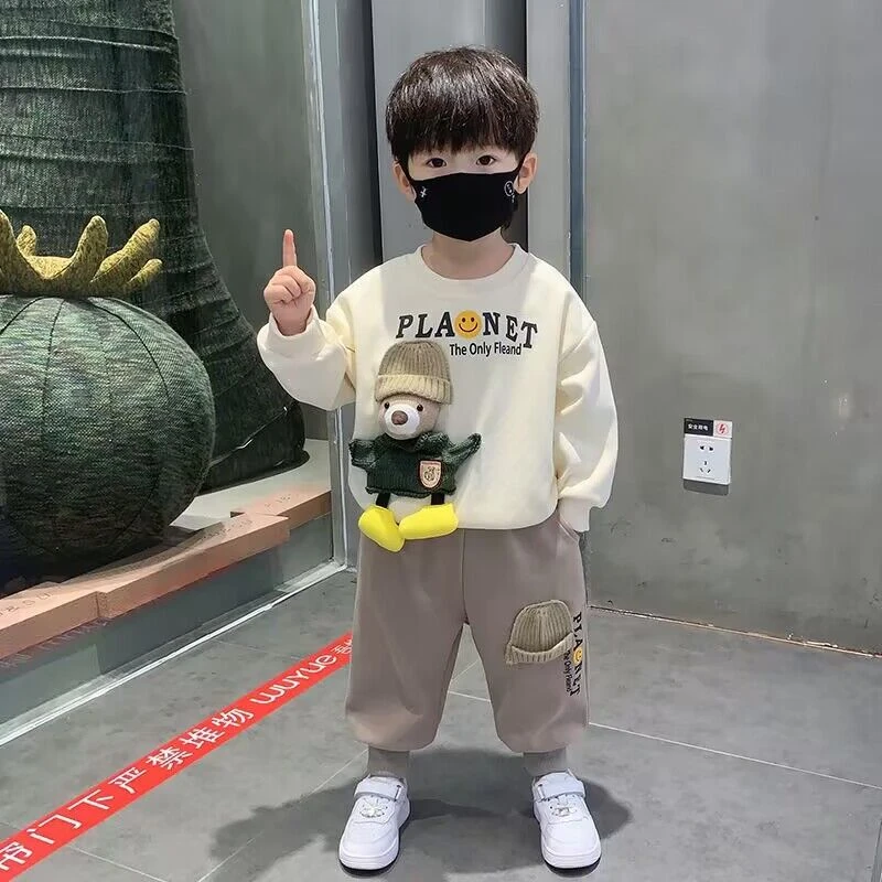 男童秋装套装2023新款宝宝衣服儿童装春秋季卫衣痞帅气时髦潮男孩